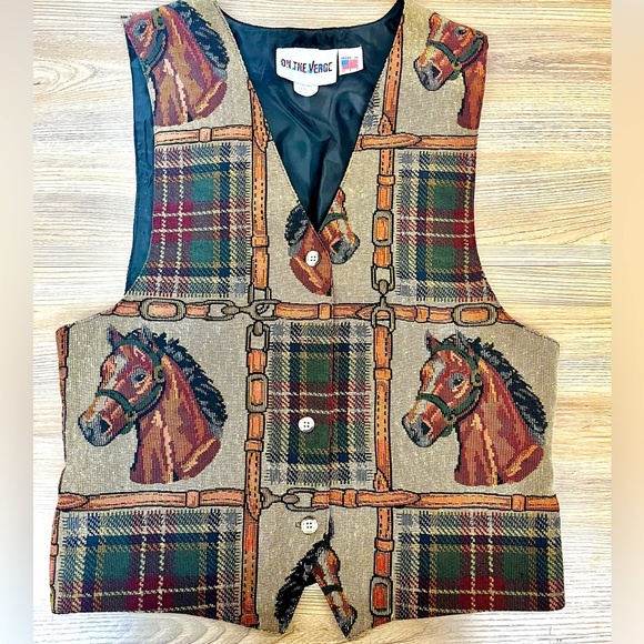 Vintage Equestrian/Horse Theme Vest- Size L - Picture 1 of 6